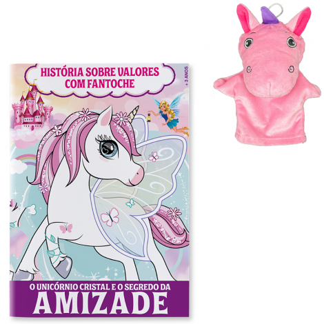 LIVRO HISTORIA SOBRE VALORES COM FANTOCHE UNICORNIO AMIZADE
