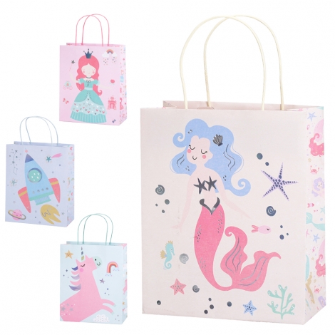 BOLSA SACOLA DE PAPEL PARA PRESENTE ESTAMPAS COLOR 32X26X12CM