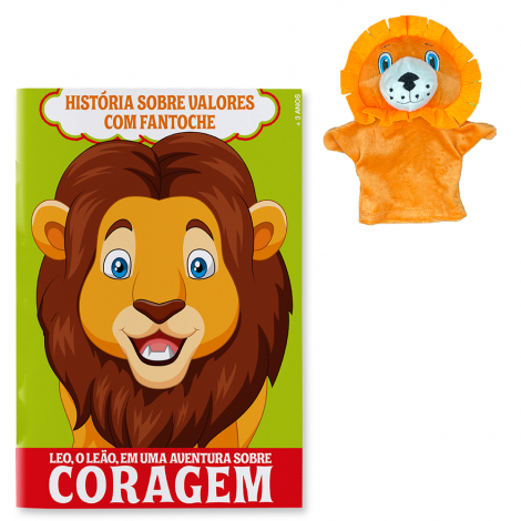 LIVRO HISTORIA SOBRE VALORES COM FANTOCHE LEAO CORAGEM