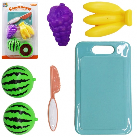 KIT COZINHA INFANTIL COM FRUTAS + FACA E TABUA 5 PECAS