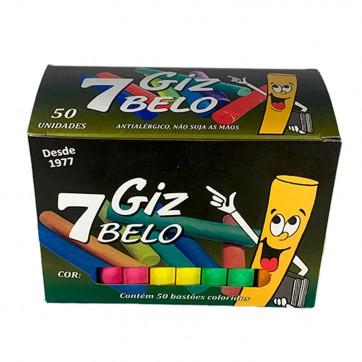 GIZ DE LOUSA COLORIDO 7 BELO - 50 BASTÕES