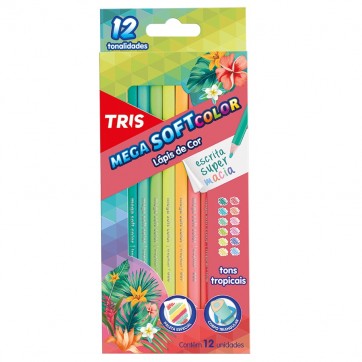 LAPIS DE COR TRIS MEGA SOFT COLOR TONS TROPICAIS C/12 CORES