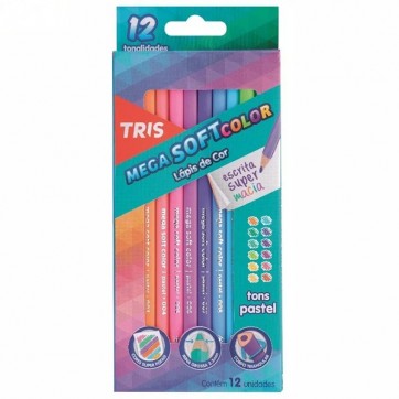 LAPIS DE COR TRIS MEGA SOFT COLOR TONS DE PASTEL- 12 CORES